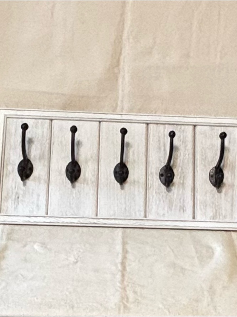 Sonoma White Wall Hook Rack with Black Hooks